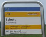 (208'781) - PostAuto-Haltestellenschild - Atzm�nnig, Schutt - am 17.