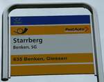 (241'627) - PostAuto-Haltestellenschild - Benken, SG, Starrberg - am 20. Oktober 2022