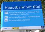 (169'944) - seebus/PostAuto/RTB-Haltestellenschild - Rorschach, Hauptbahnhof S�d - am 12.