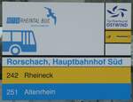 (247'540) - RTB/PostAuto-Haltestellenschild - Rorschach, Hauptbahnhof S�d - am 21.