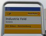 (166'063) - PostAuto-Haltestellenschild - Sch�nis, Industrie Feld - am 10. Oktober 2015