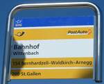 (202'702) - PostAuto-Haltestellenschild - Wittenbach, Bahnhof - am 21. M�rz 2019