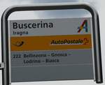 (280'402) - PostAuto-Haltestellenschild - Iragna, Buscerina - am 13. September 2025