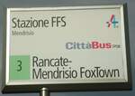 (147'846) - Citt�Bus-Haltestellenschild - Mendrisio, Stazione FFS - am 6.