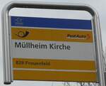 (201'206) - PostAuto-Haltestellenschild - M�llheim, Kirche - am 17.