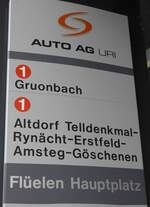 (150'557) - AUTO AG URI-Haltestellenschild - Fl�elen, Hauptplatz - am 10. Mai 2014