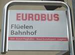 (195'449) - EUROBUS-Haltestellenschild - Fl�elen, Bahnhof - am 1. August 2018