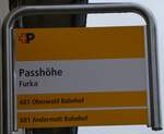 (266'870) - +P-Haltestellenschild - Furka, Passh�he - am 8. September 2024