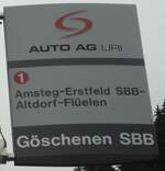 (140'404) - AUTO AG URI-Haltestellenschild - G�schenen, SBB - am 1.
