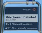 (252'540) - AUTO AG URI-Haltestellenschild - G�schenen, Bahnhof - am 9.