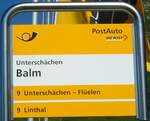 (128'251) - PostAuto-Haltestellenschild - Untersch�chen, Balm - am 7.