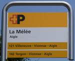 (276'696) - +P-Haltestellenschild - Aigle, La M�l�e - am 14.
