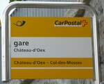 (193'273) - PostAuto-Haltestellenschild - Ch�teau-d'Oex, gare - am 21.