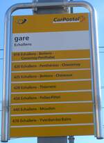 (161'397) - PostAuto-Haltestellenschild - Echallens, gare - am 28.