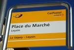 (132'484) - PostAuto-Haltestellenschild - Leysin, Place du March� - am 6.