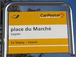 (187'951) - PostAuto-Haltestellenschild - Leysin, place du March� - am 14.