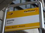 (178'959) - PostAuto-Haltestellenschild - Anz�re, poste - am 12.
