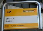 (233'425) - PostAuto-Haltestellenschild - Anz�re, centre - am 7.