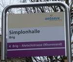 (259'768) - ORtSBUS-Haltestellenschild - Brig, Simplonhalle - am 27.