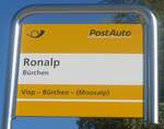 (208'974) - PostAuto-Haltestellenschild - B�rchen, Ronalp - am 18. August 2019