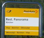 (208'982) - PostAuto-Haltestellenschild - B�rchen, Rest. Panorama - am 18. August 2019