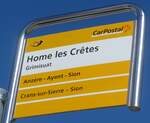 (201'771) - PostAuto-Haltestellenschild - Grimisuat, Home les Cr�tes - am 24.