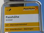 (195'280) - PostAuto-Haltestellenschild - Grimsel, Passh�he - am 29.