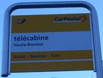 (177'242) - PostAuto-Haltestellenschild - Haute-Nendaz, t�l�cabine - am 18.