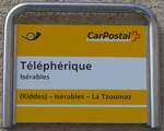 (159'654) - PostAuto-Haltestellenschild - Is�rables, T�l�ph�rique - am 5.