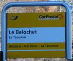 (232'115) - PostAuto-Haltestellenschild - La Tzoumaz, Le Belochet - am 19.