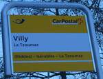 (232'126) - PostAuto-Haltestellenschild - La Tzoumaz, Villy - am 19.