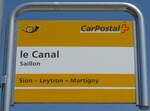 (160'435) - PostAuto-Haltestellenschild - Saillon, le Canal - am 10.