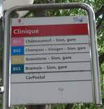(172'549) - BUS S�dunois-Haltestellenschild - Sion, Clinique - am 26.