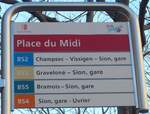 (176'596) - BUS S�dunois-Haltestellenschild - Sion, Place du Midi - am 12.