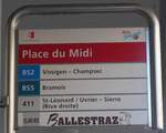 (176'599) - BUS S�dunois/BALLESTRAZ-Haltestellenschild - Sion, Place du Midi - am 12.