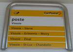 (184'167) - PostAuto-Haltestellenschild - Vissoie, poste - am 25. August 2017