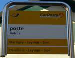 (176'621) - PostAuto-Haltestellenschild - V�troz, poste - am 12.