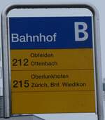 (273'355) - ZVV/PostAuto-Haltestellenschild - Affoltern, Bahnhof - am 29.