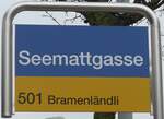 (168'880) - ZVV/PostAuto-Haltestellenschild - B�lach, Seemattgasse - am 24.