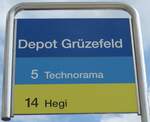 (165'899) - SBW-Haltestellenschild - Winterthur, Depot Gr�zefeld - am 26.