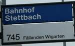 (256'305) - ZVV-Haltestellenschild - Z�rich, Bahnhof Stettbach - am 21.