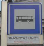 (198'742) - DPP-Haltestellenschild - Praha, Staromestsk� N�mest� - am 19.